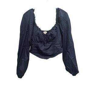 Long Sleeve Blue Crop Top Size Large - #39